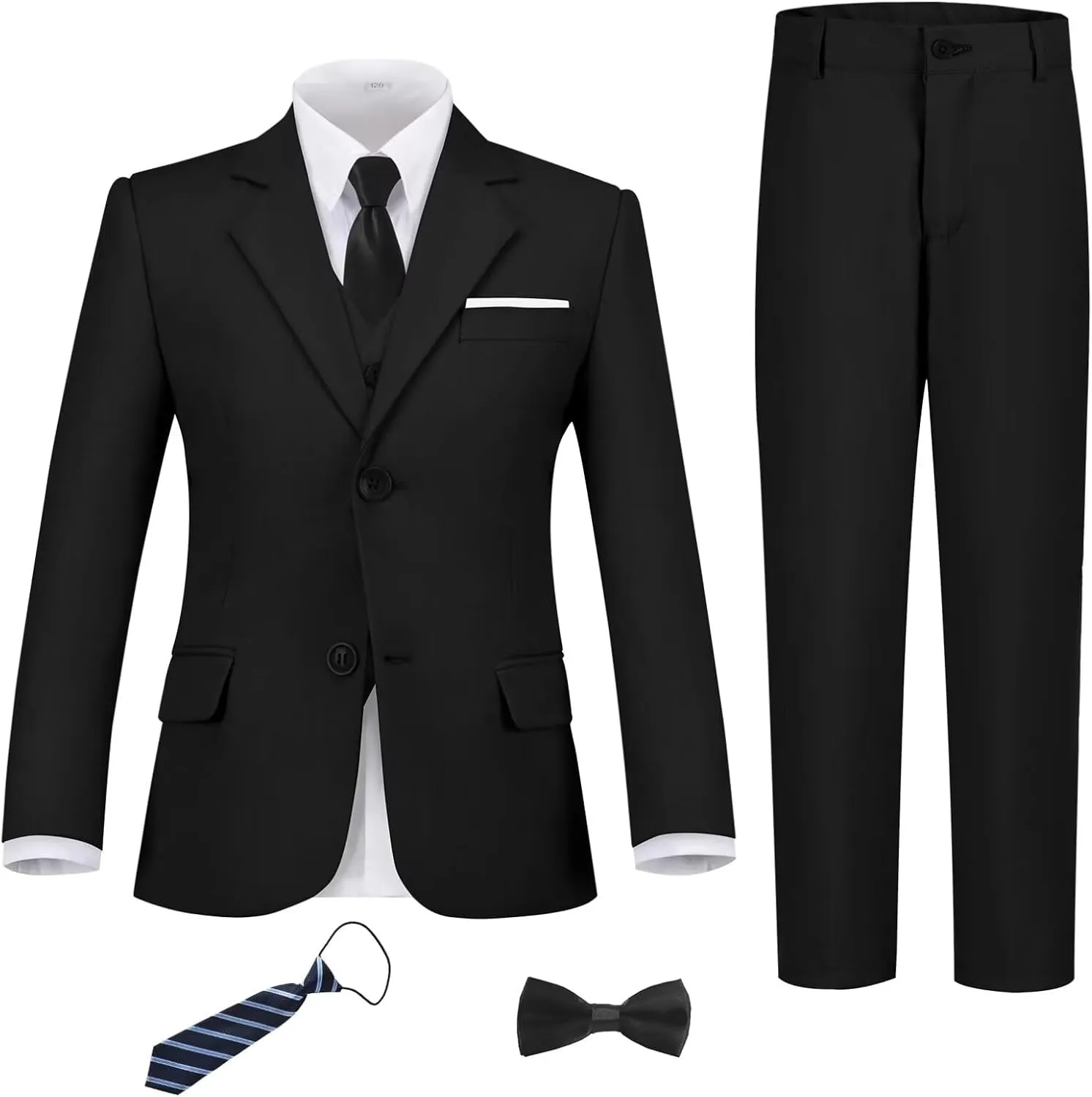 Boys Suit Set Slim Fit Kids Formal Suits Toddler Tuxedo Wedding Prom Classic Suits for Boy Teen Black Blue Dress Outfit