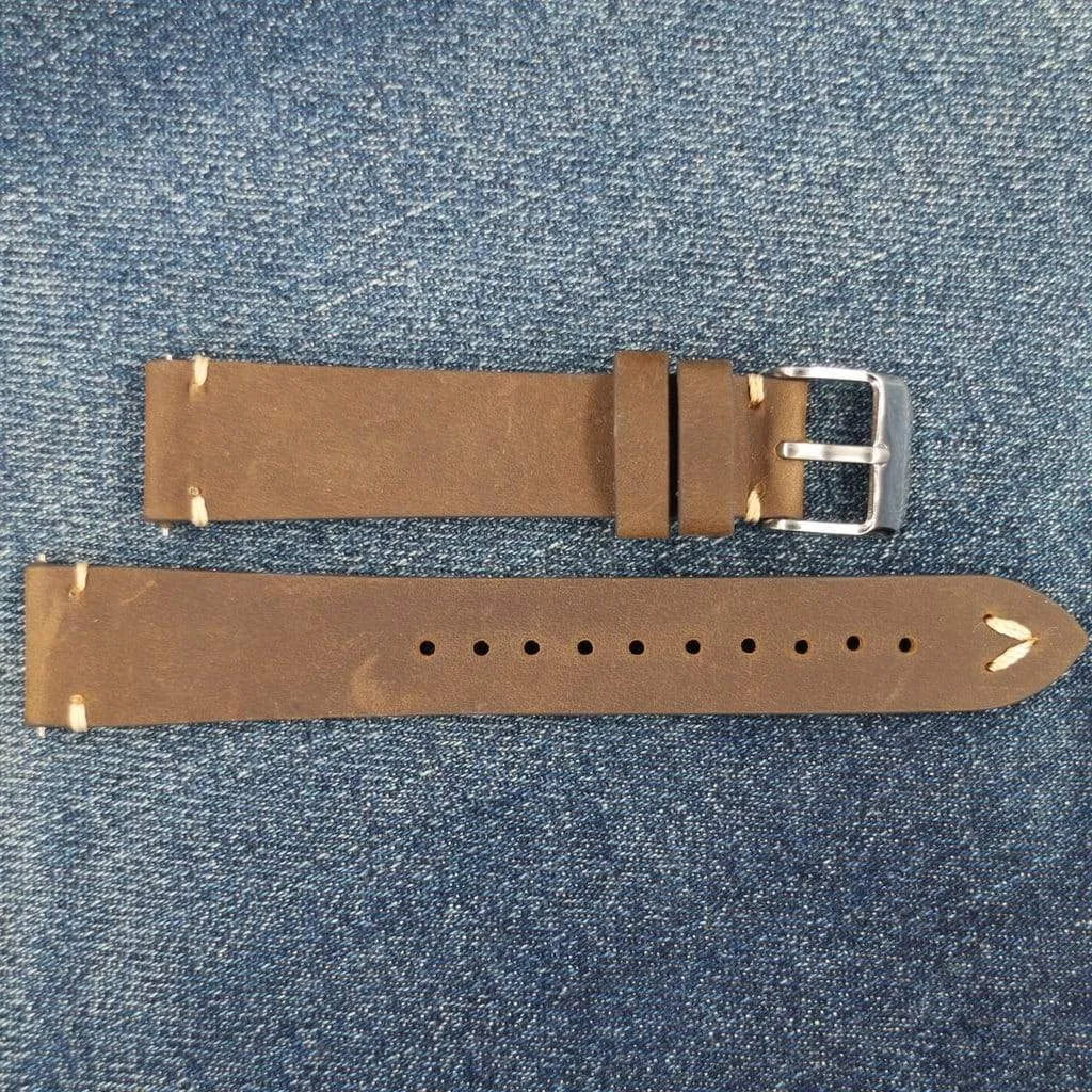 Brown Vintage Italian Calf Leather Watch Strap