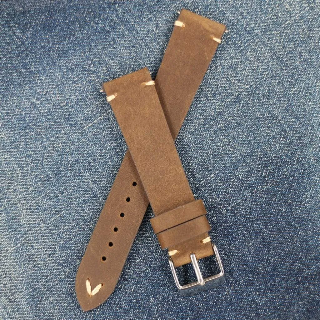 Brown Vintage Italian Calf Leather Watch Strap