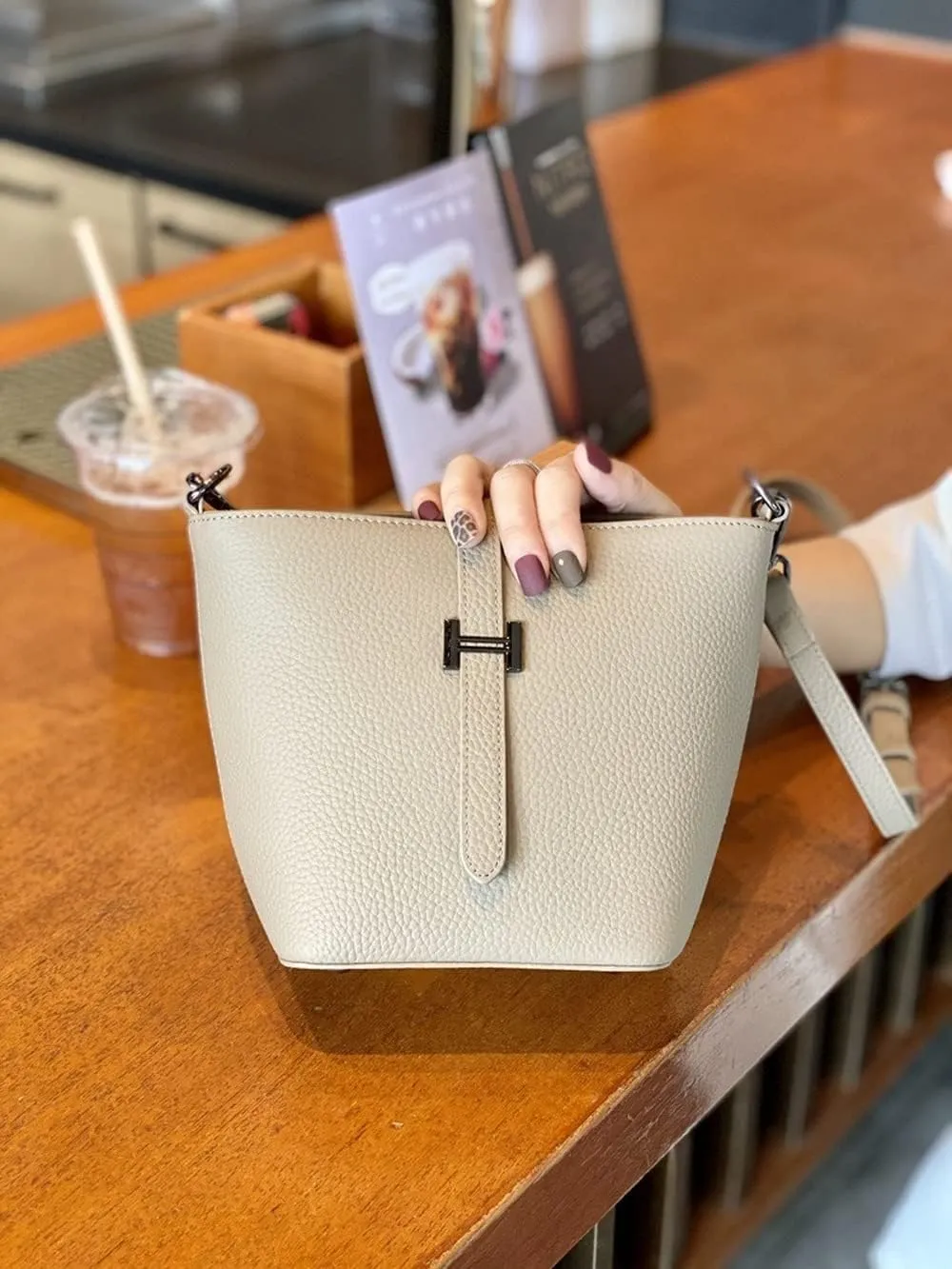 Bucket Bag Genuine Cow Leather Design Cross-body Bags Women's Fashion Handbags Unique Shoulder Bags