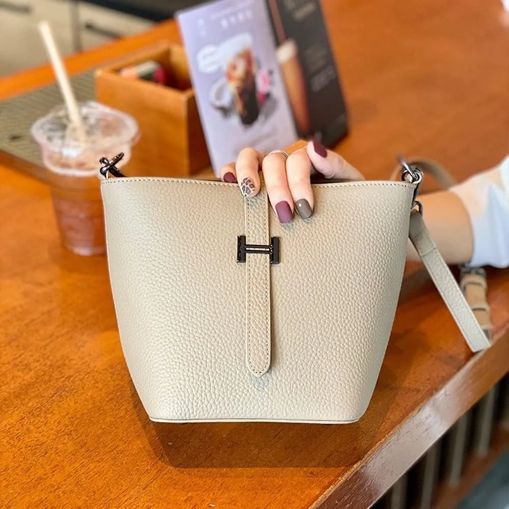 Bucket Bag Genuine Cow Leather Design Cross-body Bags Women's Fashion Handbags Unique Shoulder Bags