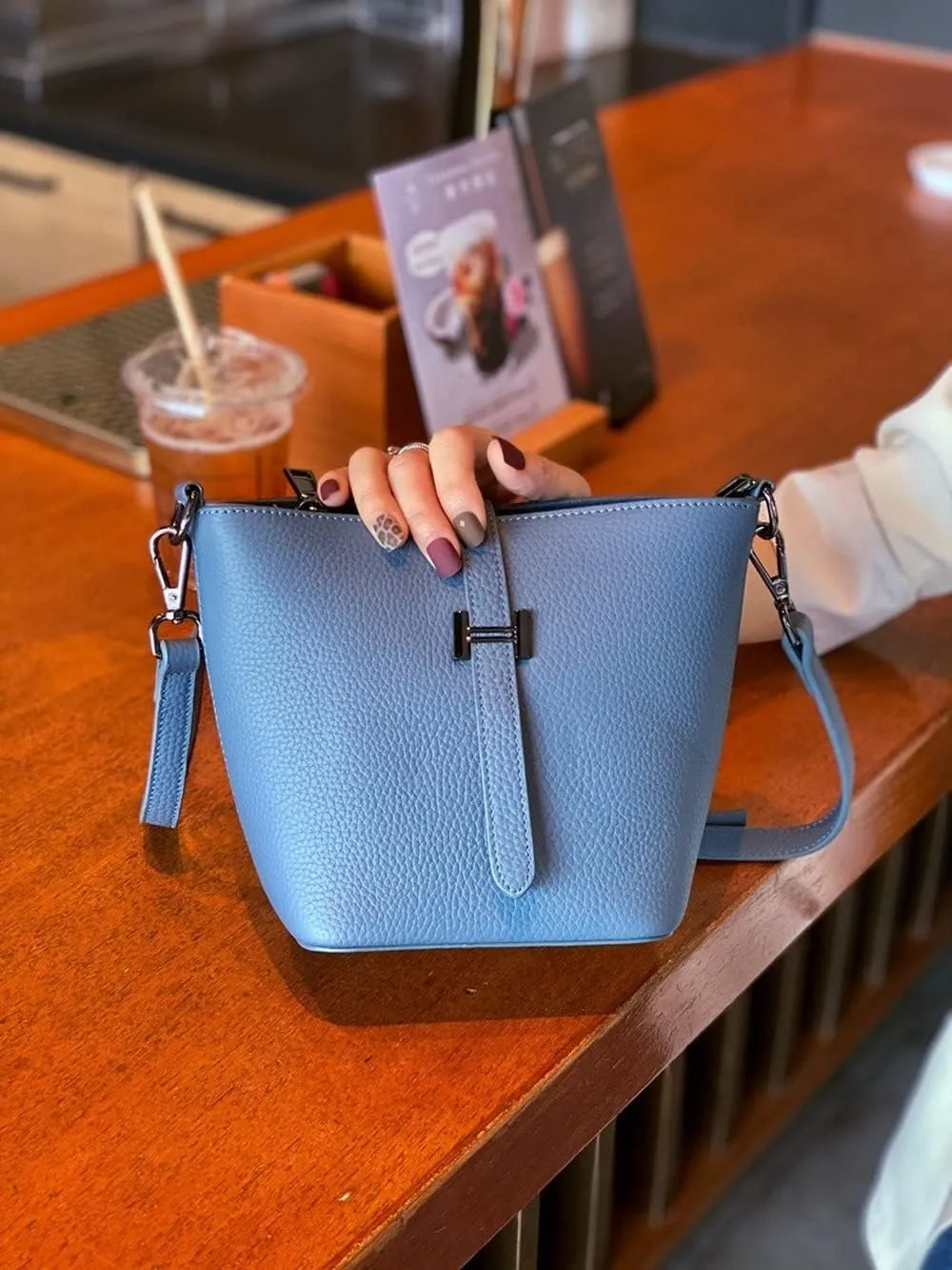 Bucket Bag Genuine Cow Leather Design Cross-body Bags Women's Fashion Handbags Unique Shoulder Bags