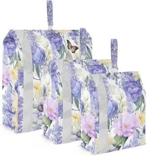 Butterflies Purple Flowers Packing Cubes for Travel 3 Set Travel Packing Cubes Suitcase Organizer Bags Set for Vacation Clothes