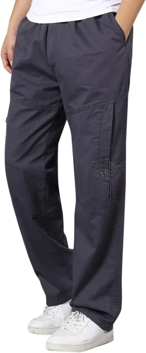 Cargo Pants for Men,Men's Fleece Lined Sweatpants Open Bottom Straight Leg Loose Fit Baggy Athletic Jogger Pants
