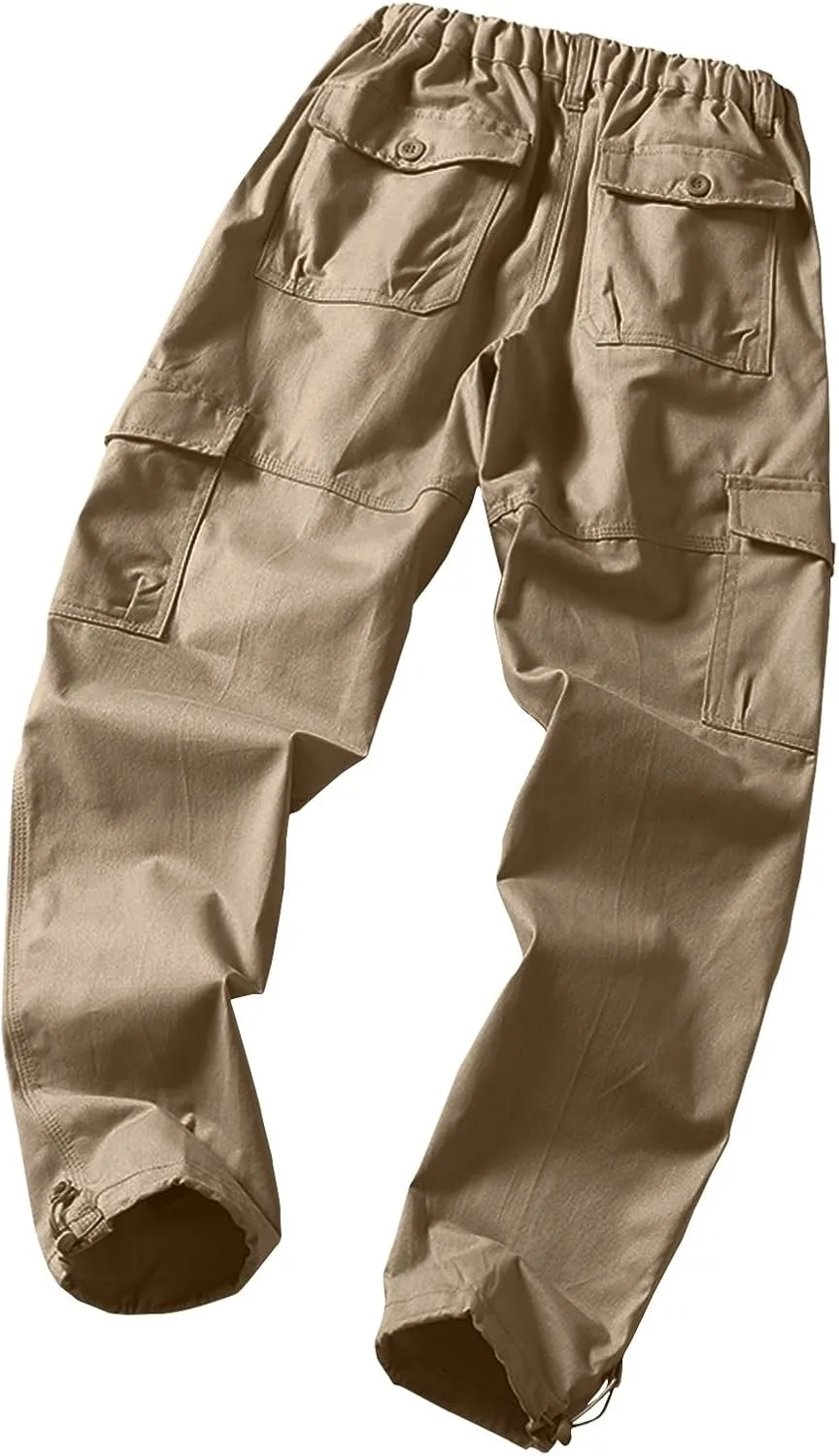 Cargo Work Pants for Men Pockets Casual Pants Big and Tall Stretch Loose Fit Sweatpants Plus Size Trousers Stylish