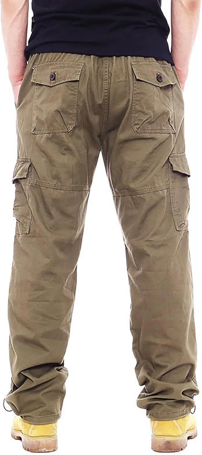 Cargo Work Pants for Men Pockets Casual Pants Big and Tall Stretch Loose Fit Sweatpants Plus Size Trousers Stylish