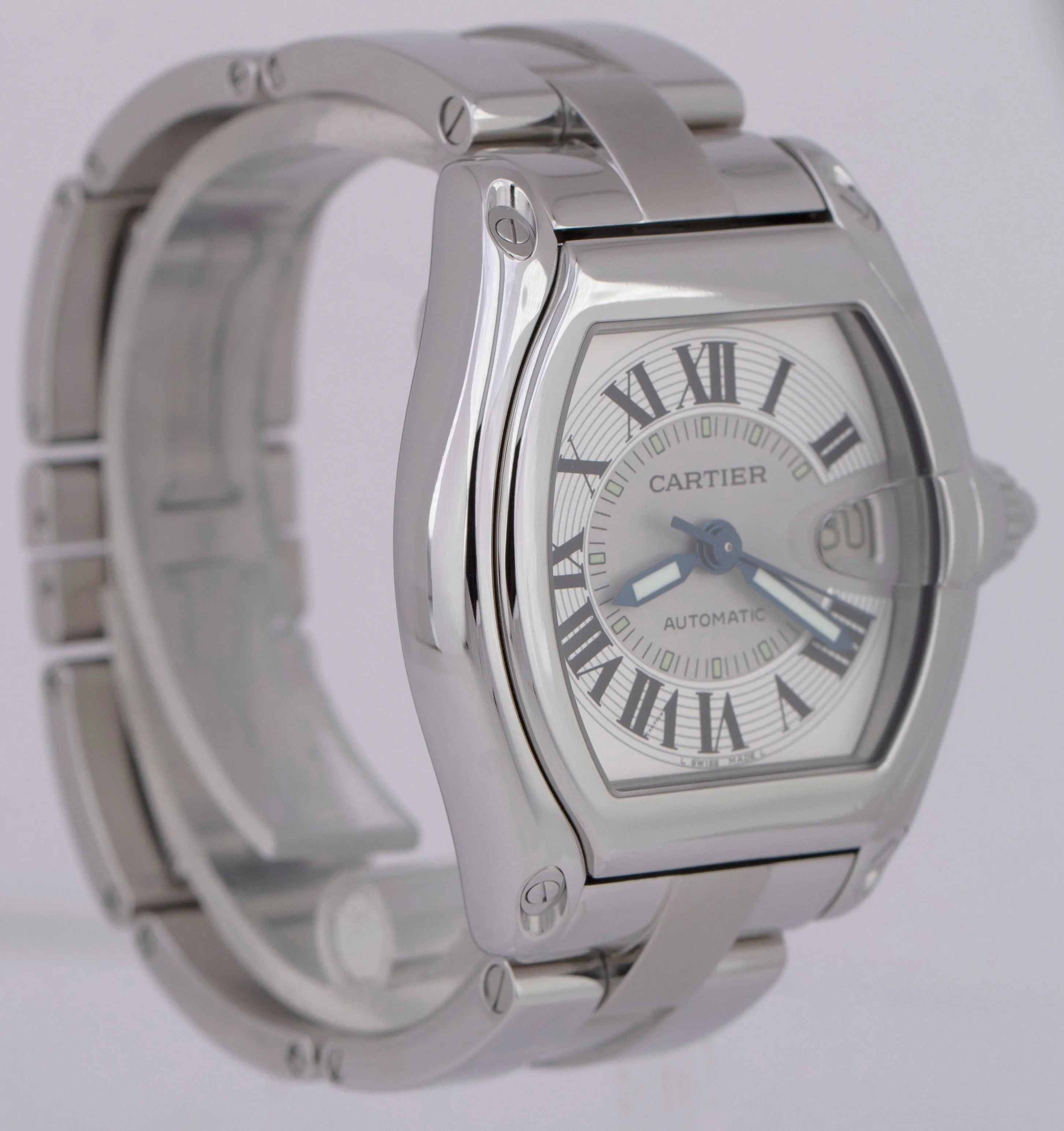 Cartier Roadster Large Silver Guilloché 37mm x 44m Automatic Steel Watch 2510