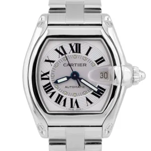 Cartier Roadster Large Silver Guilloché 37mm x 44m Automatic Steel Watch 2510