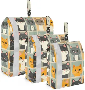 Cartoon Cat Packing Cubes for Travel 3 Set Travel Organizer Bags Luggage Cubes for Suitcase