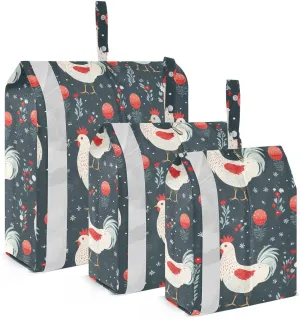 Cartoon Chickens Rooster Flowers Packing Cubes for Travel 3 Set Compression Packing Cube Suitcase Organizer Bags Set for Travel Essentials