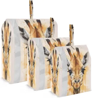 Cartoon Cute Giraffe Beige Packing Cubes for Travel 3 Set Packing Travel Organizer Cubes Luggage Organizers for Organization