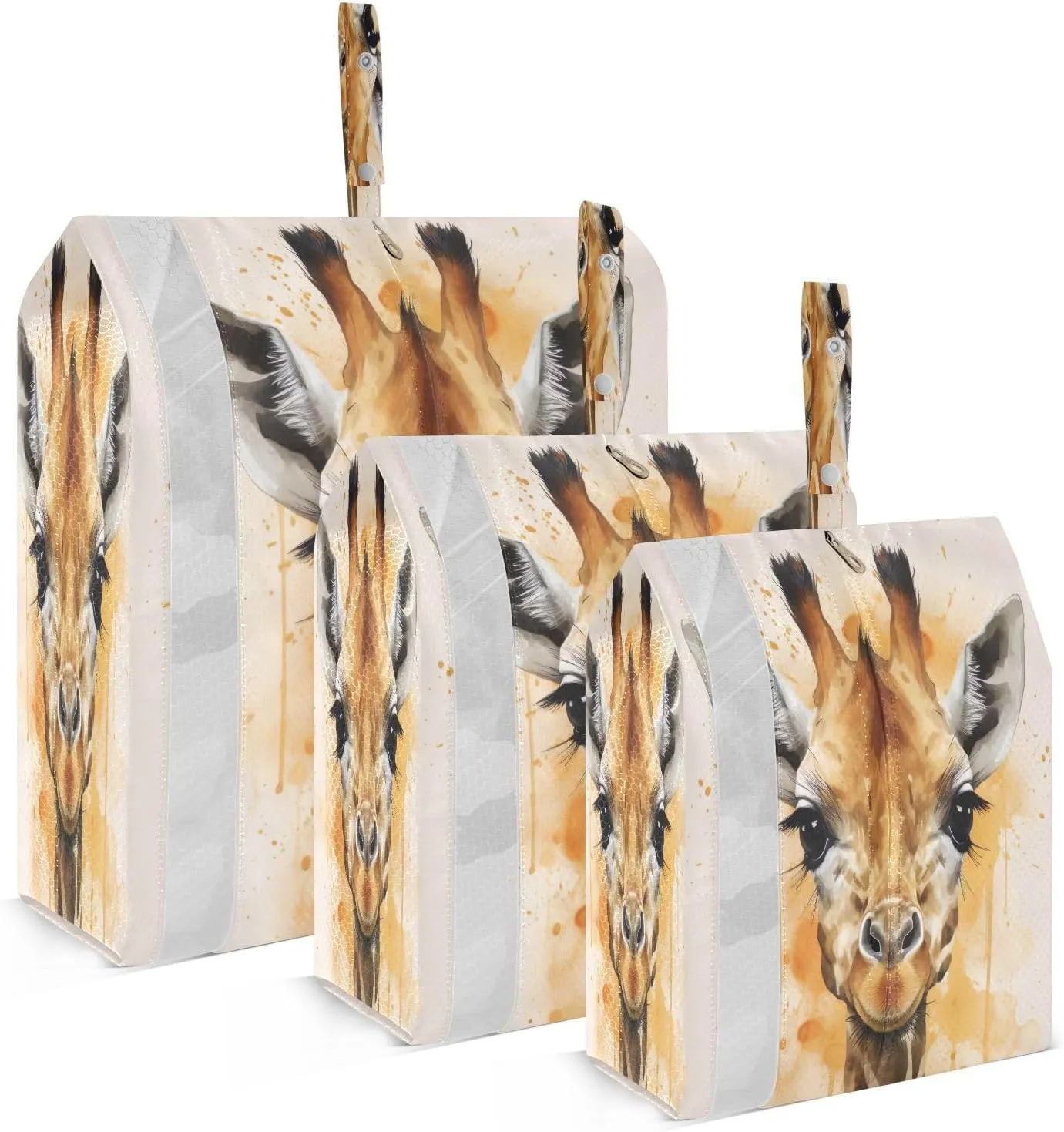 Cartoon Cute Giraffe Beige Packing Cubes for Travel 3 Set Packing Travel Organizer Cubes Luggage Organizers for Organization