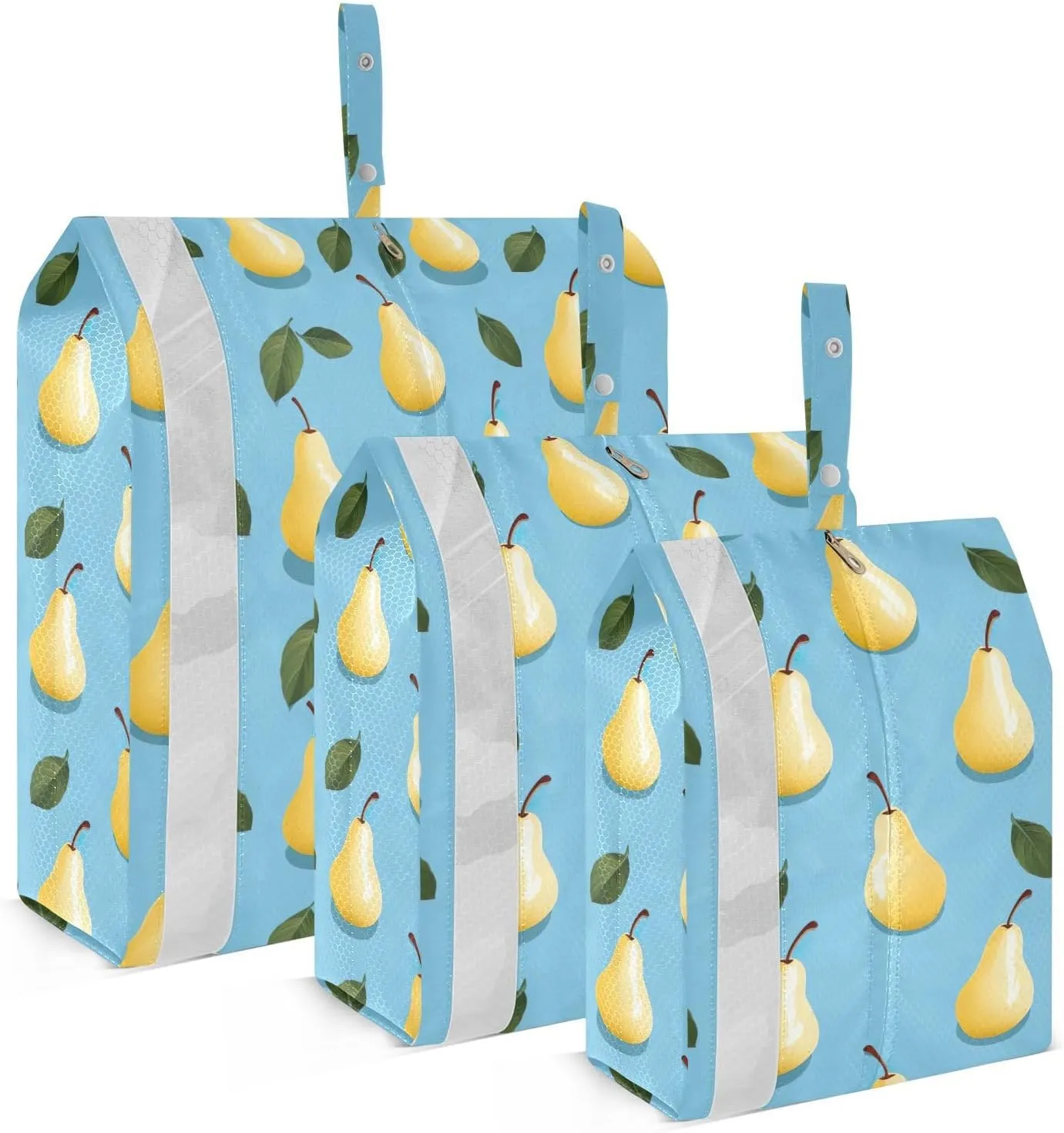 Cartoon Pears Leaves Packing Cubes for Travel 3 Set Packing Essentials Luggage Organizer Bags for Luggage