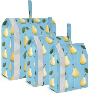 Cartoon Pears Leaves Packing Cubes for Travel 3 Set Packing Essentials Luggage Organizer Bags for Luggage
