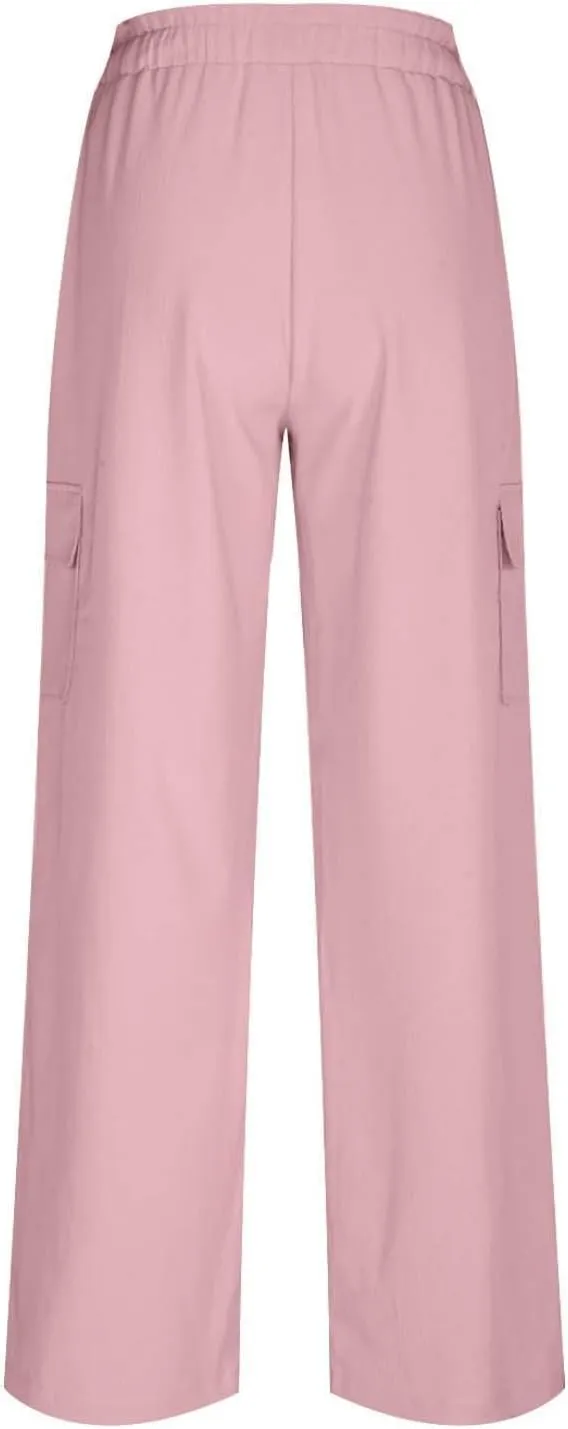 Casual Pants for Women Summer Wide Leg Pants with Pockets High Waist Loose Trousers Business Work Cargo Trousers