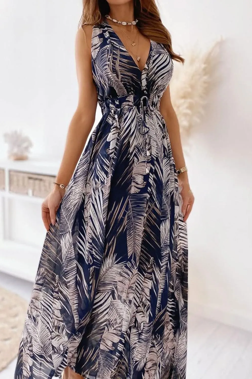 CHARTOU Women Boho Floral Maxi Dress Beach Long Flowy Dress Sleeveless Open Back Dress Hippie Sundress Summer