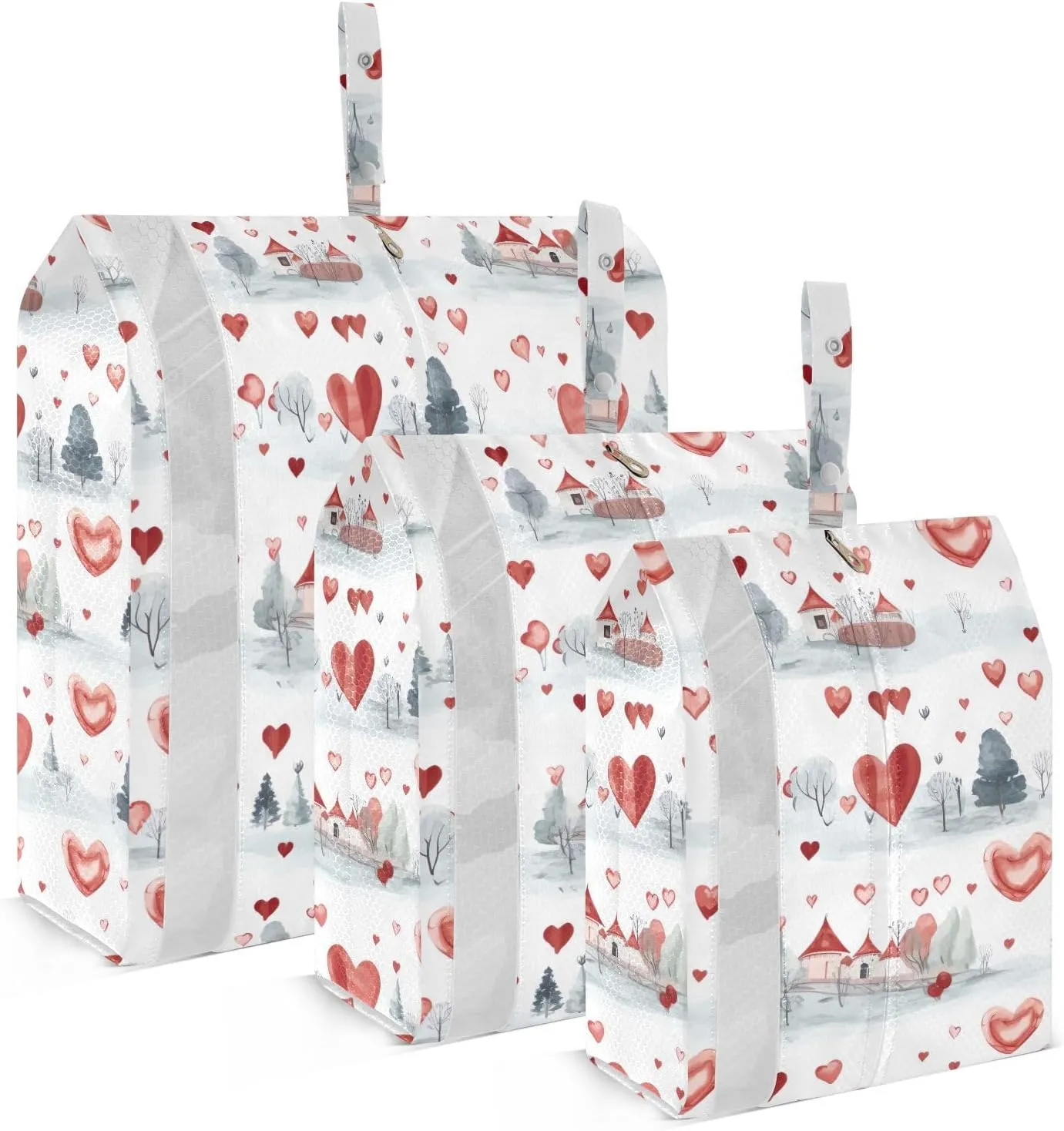 Colored Heart Valentine Packing Cubes for Travel 3 Set Compression Packing Cube Suitcase Organizer Bags Set for Travel Essentials