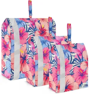 Colorful Flower Palms Packing Cubes for Travel 3 Set Travel Packing Organizers Suitcase Organizer for Luggage