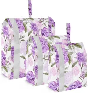 Colorful Hydrangeas Flowers Purple Packing Cubes for Travel 3 Set Packing Bags Luggage Organizer Bags for Travel Accessories
