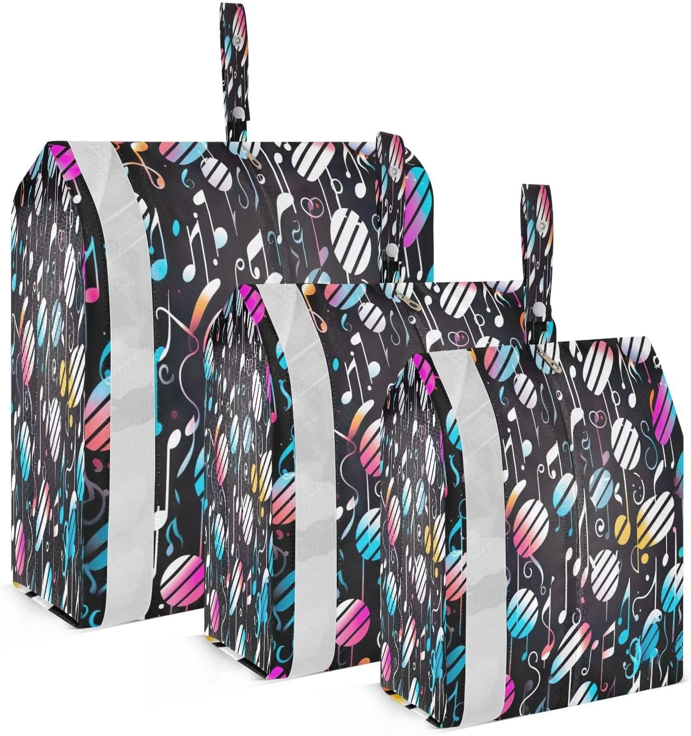 Colorful Music Notes Packing Cubes for Travel 3 Set Large Packing Cubes Luggage Bags Organizer for Packing
