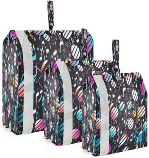 Colorful Music Notes Packing Cubes for Travel 3 Set Large Packing Cubes Luggage Bags Organizer for Packing