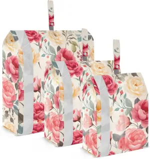 Colorful Spring Flowers Roses Packing Cubes for Travel 3 Set Travel Compression Bags Suitcase Organizer for Travel Essentials