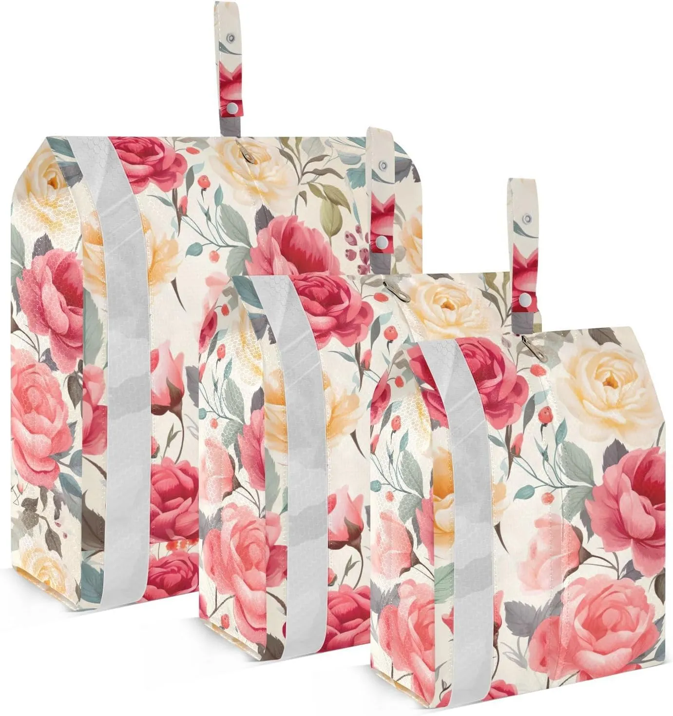 Colorful Spring Flowers Roses Packing Cubes for Travel 3 Set Travel Compression Bags Suitcase Organizer for Travel Essentials
