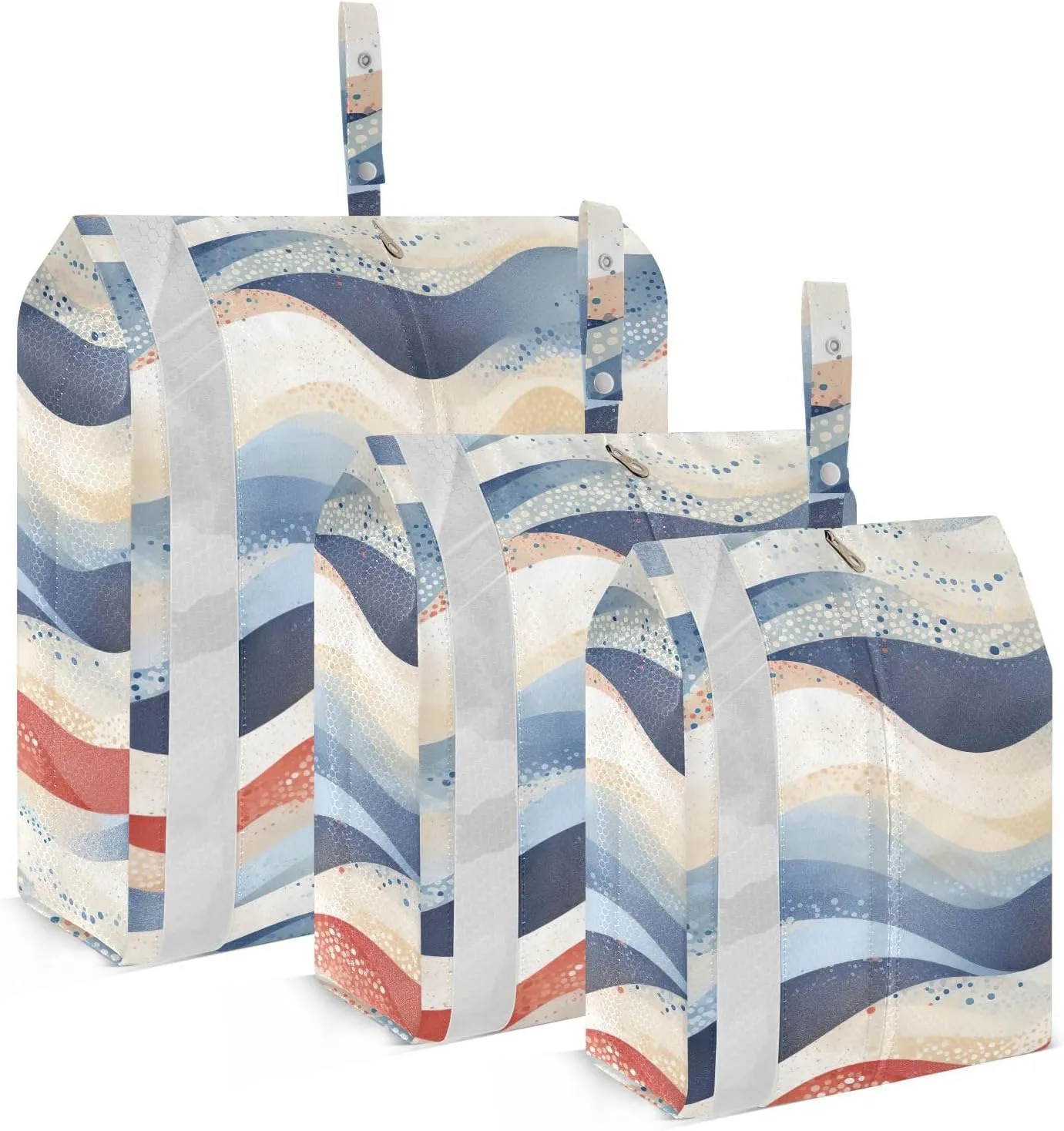 Colorful Waves Ocean Packing Cubes for Travel 3 Set Compression Bag Luggage Cubes for Luggage