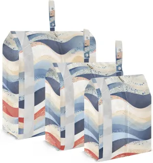 Colorful Waves Ocean Packing Cubes for Travel 3 Set Compression Bag Luggage Cubes for Luggage