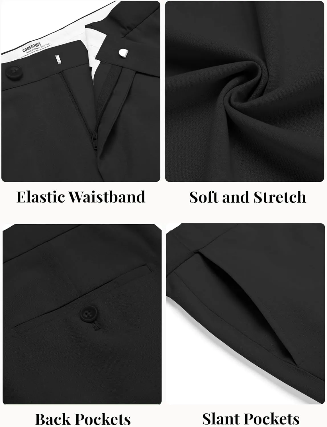 COOFANDY Men Linen Dress Pants Classic Fit Suit Pants Lightweight Wrinkle Free Casual Trousers