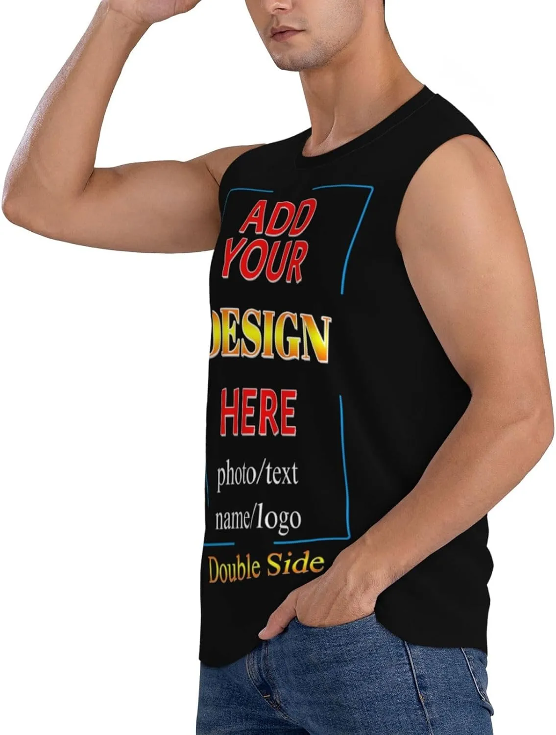 Custom Mens Tank Tops Undershirt Personalized Sleeveless T Shirts for Men with Logo Quick Dry Tops for Workout Gym Running