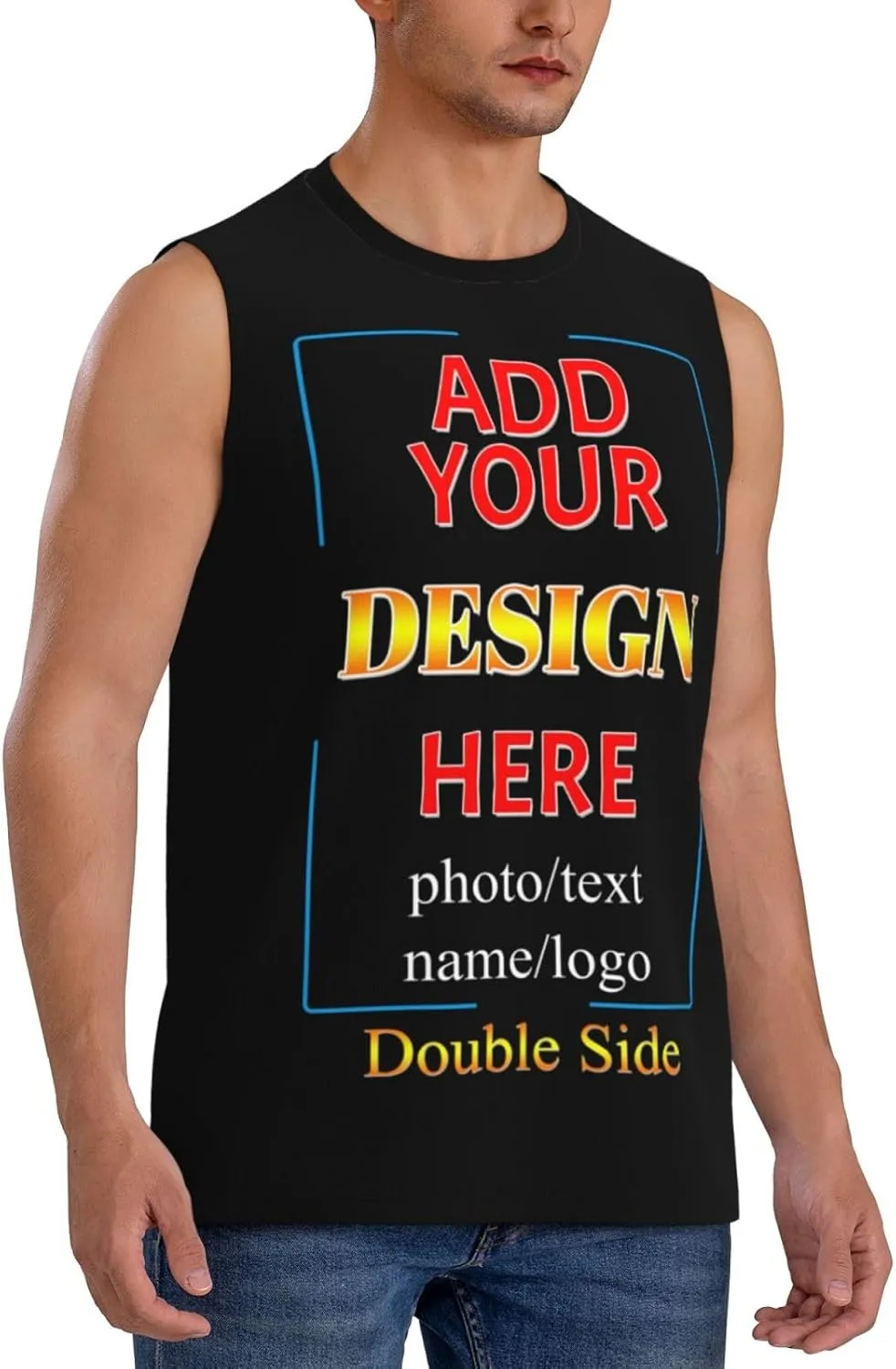 Custom Mens Tank Tops Undershirt Personalized Sleeveless T Shirts for Men with Logo Quick Dry Tops for Workout Gym Running