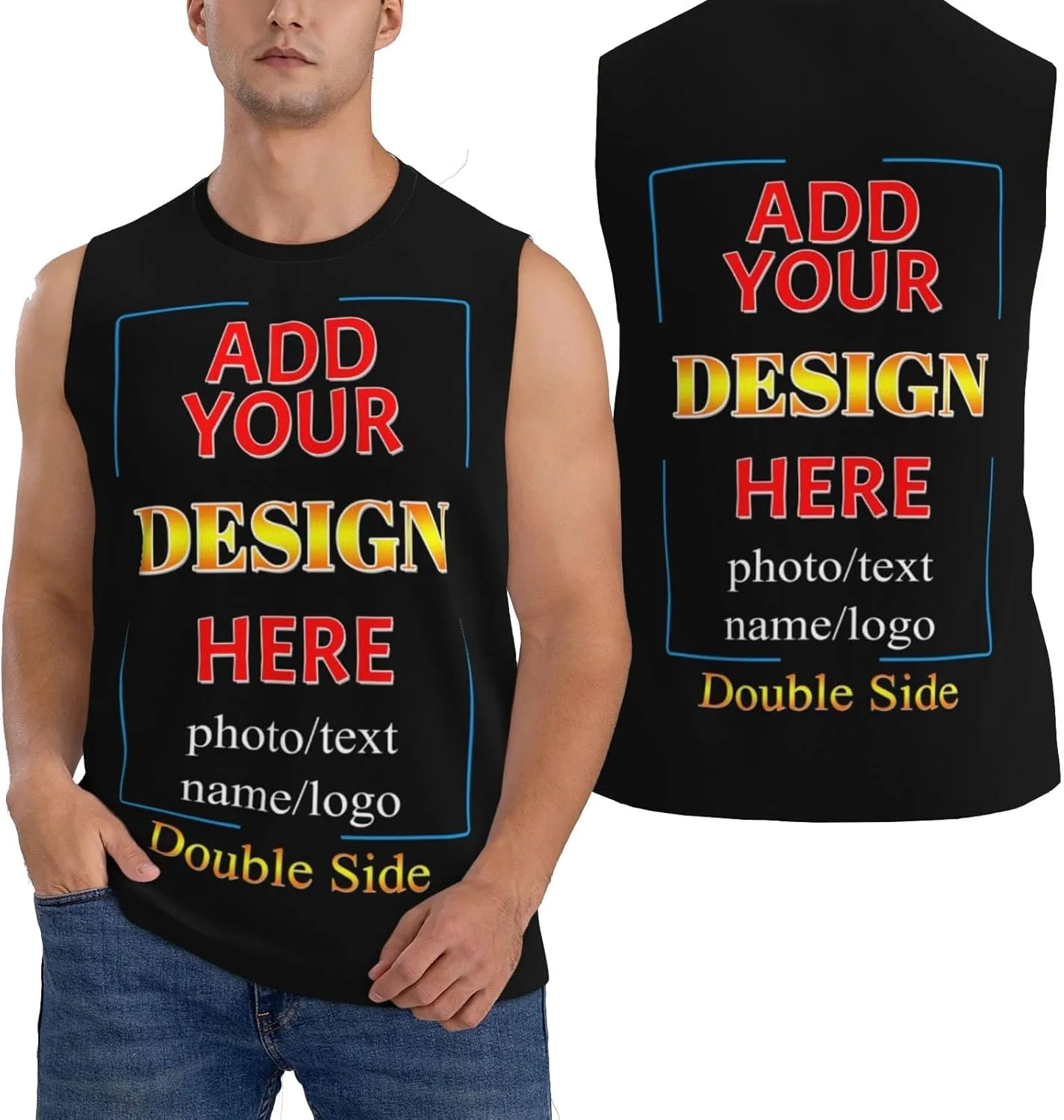 Custom Mens Tank Tops Undershirt Personalized Sleeveless T Shirts for Men with Logo Quick Dry Tops for Workout Gym Running