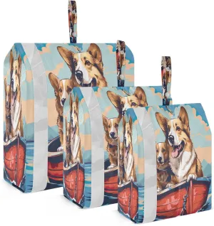 Cute Corgi Dogs Happy Packing Cubes for Travel 3 Set Packing Travel Organizer Cubes Suitcase Organizer for Travel Compression