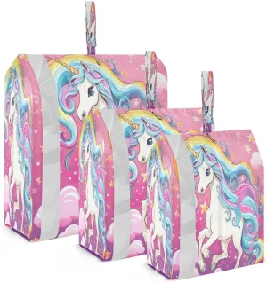 Cute Unicorn Pink Packing Cubes for Travel 3 Set Packing Compression Cubes Luggage Packing Organizers for Travel Essentials