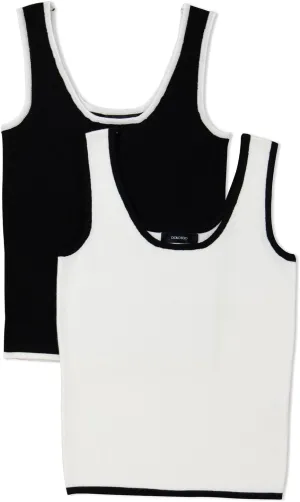Dokotoo 2 Pack Tank Top for Women Summer Sleeveless Scoop Neck Ribbed Knit Color Block Slim Fitted Cami Tops Shirts