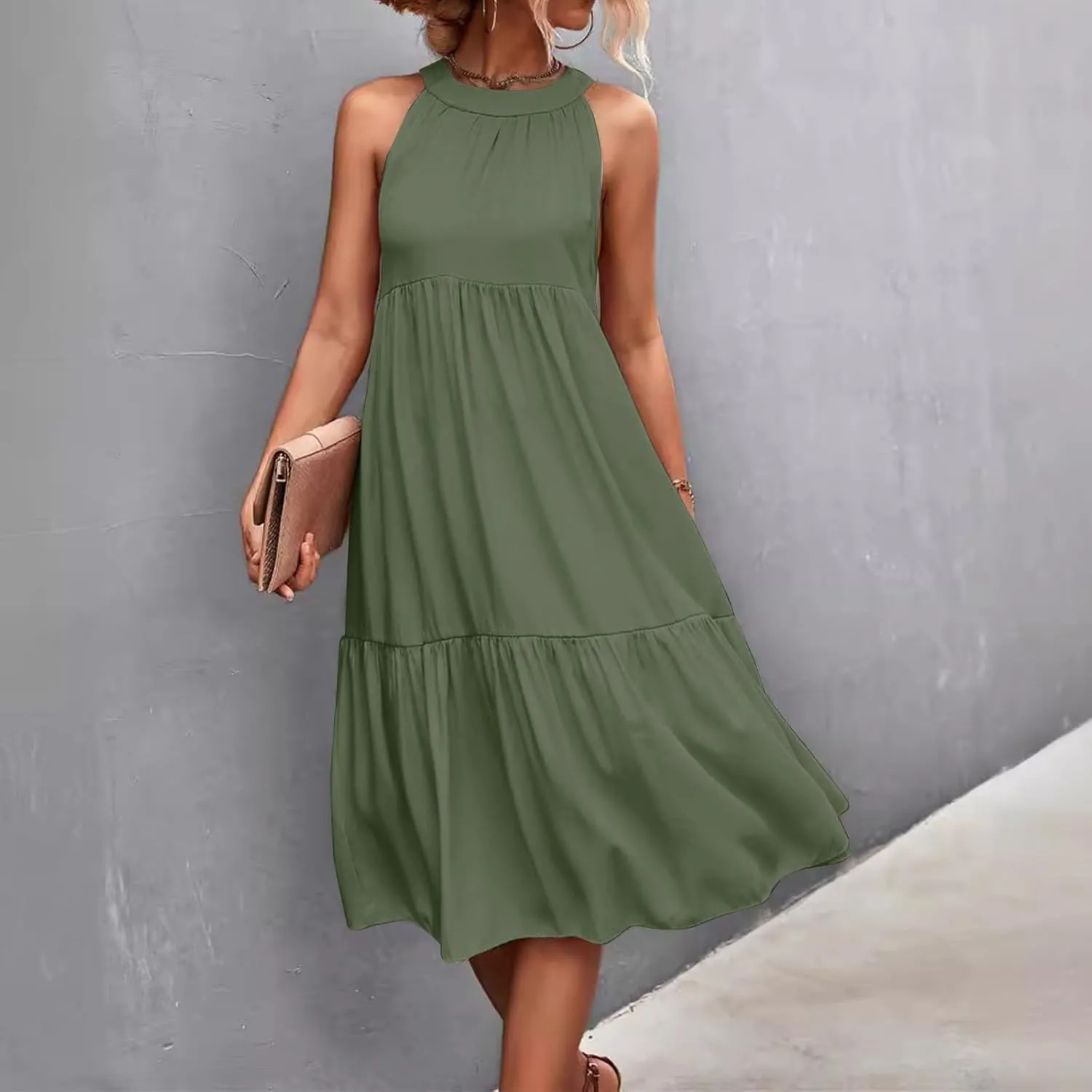 Dresses for Women 2025 Sleeveless Maxi Dress Women Dresses Spring Solid Color Womens Dresses Tea