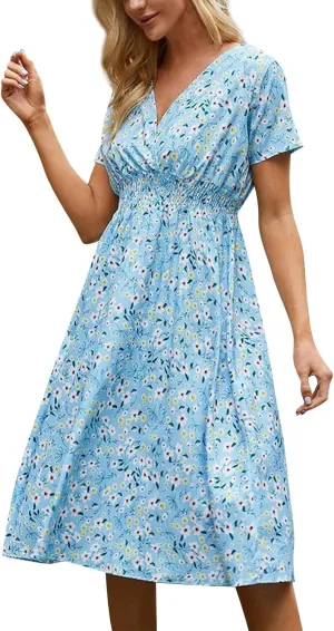 Dresses for Women 2025 Spring Summer Casual Women Dresses Spring Floral Print Women Dresses Spring