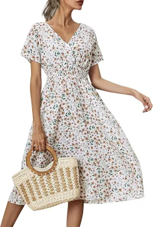 Dresses for Women 2025 Spring Summer Casual Women Dresses Spring Floral Print Women Dresses Spring