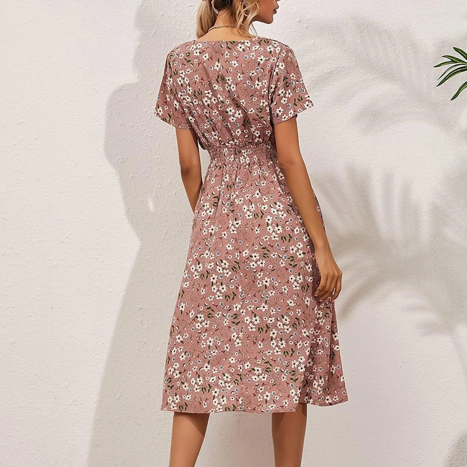 Dresses for Women 2025 Swing Flowy Ruffle Hem Swing Spring Summer Casual Womens Summer Dresses