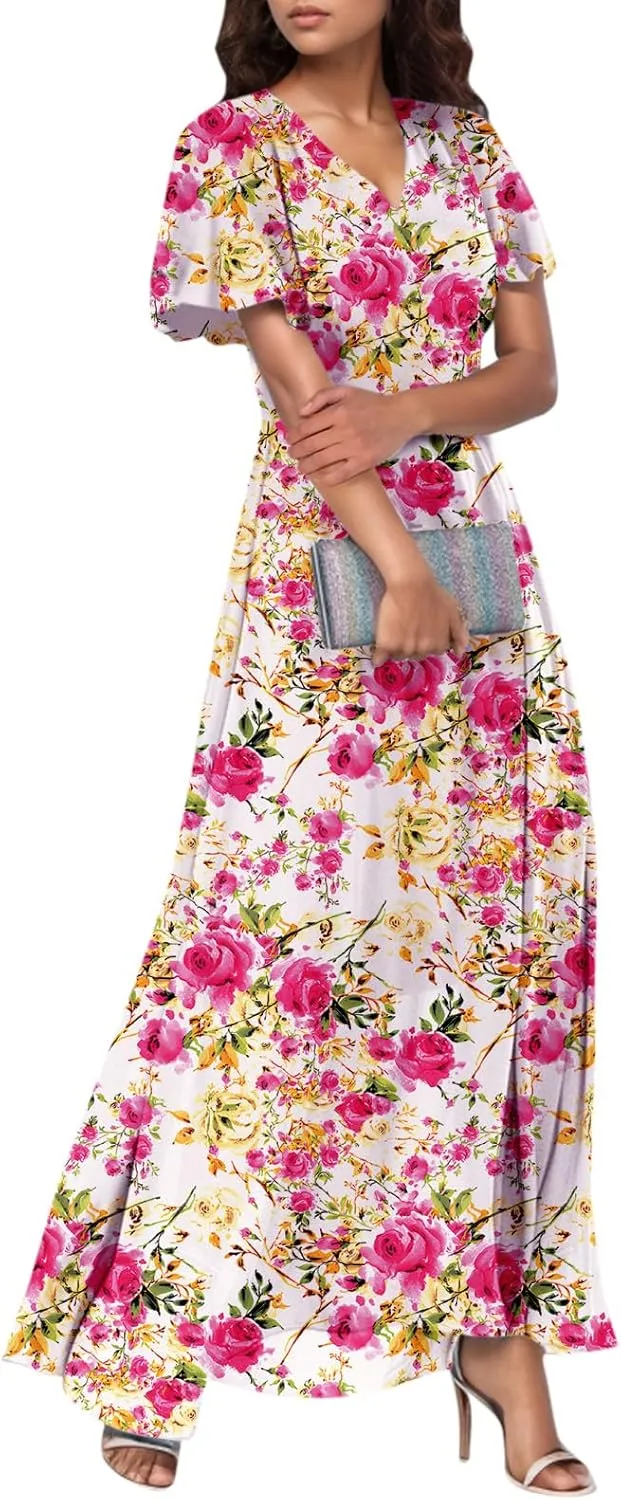 Easter Dress for Women Chiffon Dress Summer Dresses for Women 2025 Swing Swing Flowy Ruffle