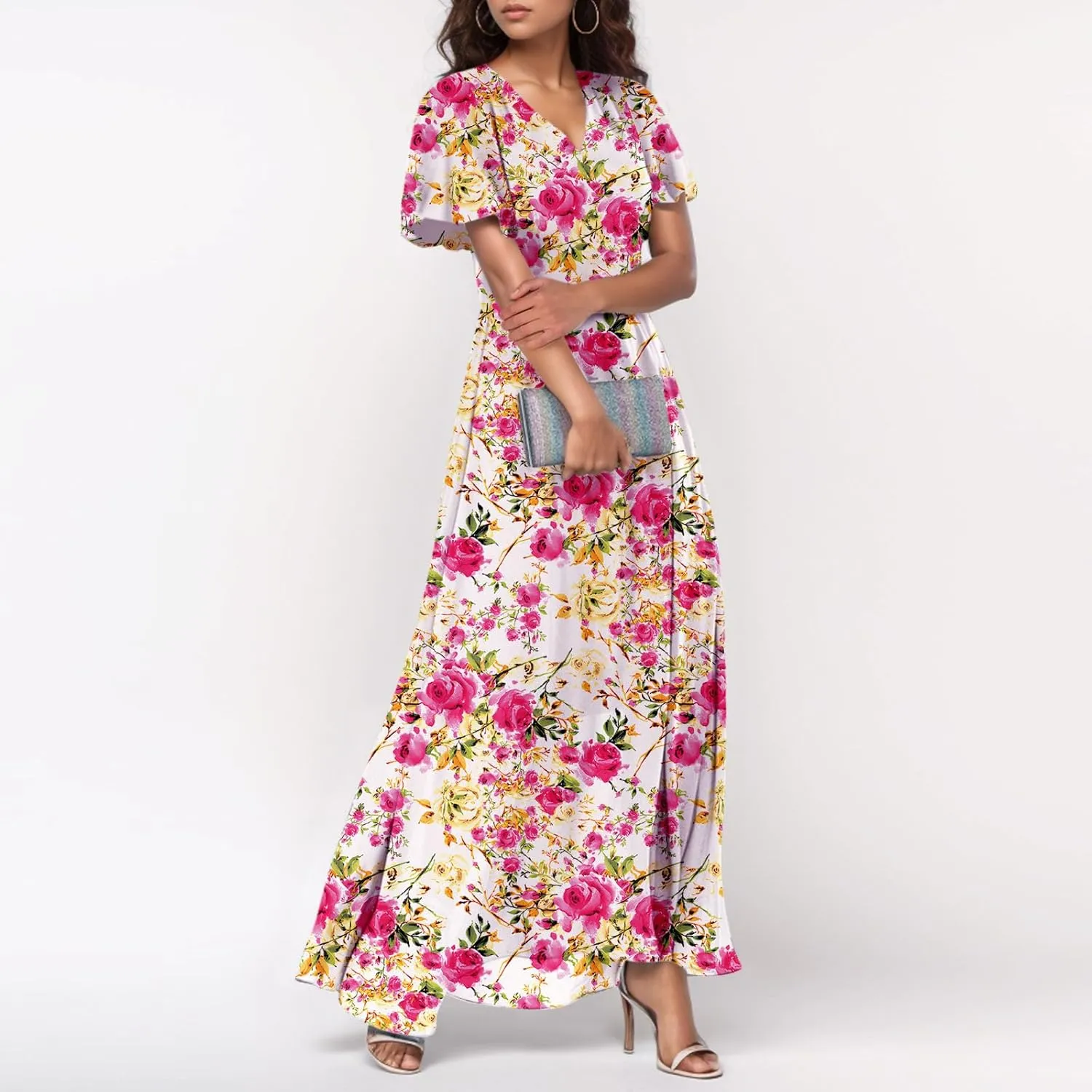 Easter Dress for Women Chiffon Dress Summer Dresses for Women 2025 Swing Swing Flowy Ruffle