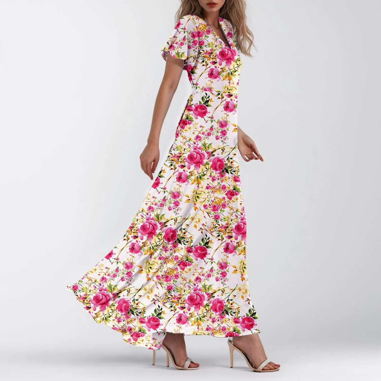 Easter Dress for Women Chiffon Dress Summer Dresses for Women 2025 Swing Swing Flowy Ruffle