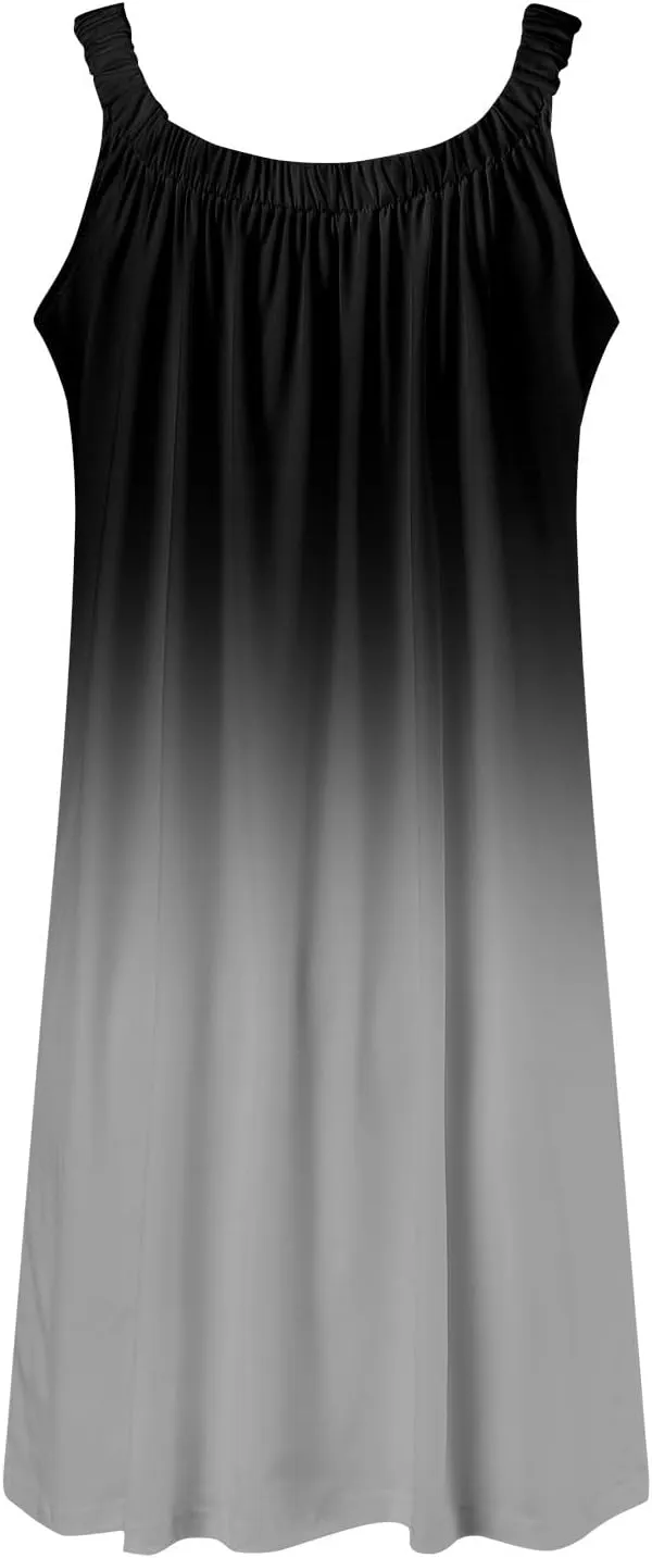 Eduavar Summer Dresses for Women 2024, Sun Dresses for Women Casual Gradient Print Sleeveless Beach Mini Tank Dress Cover Up