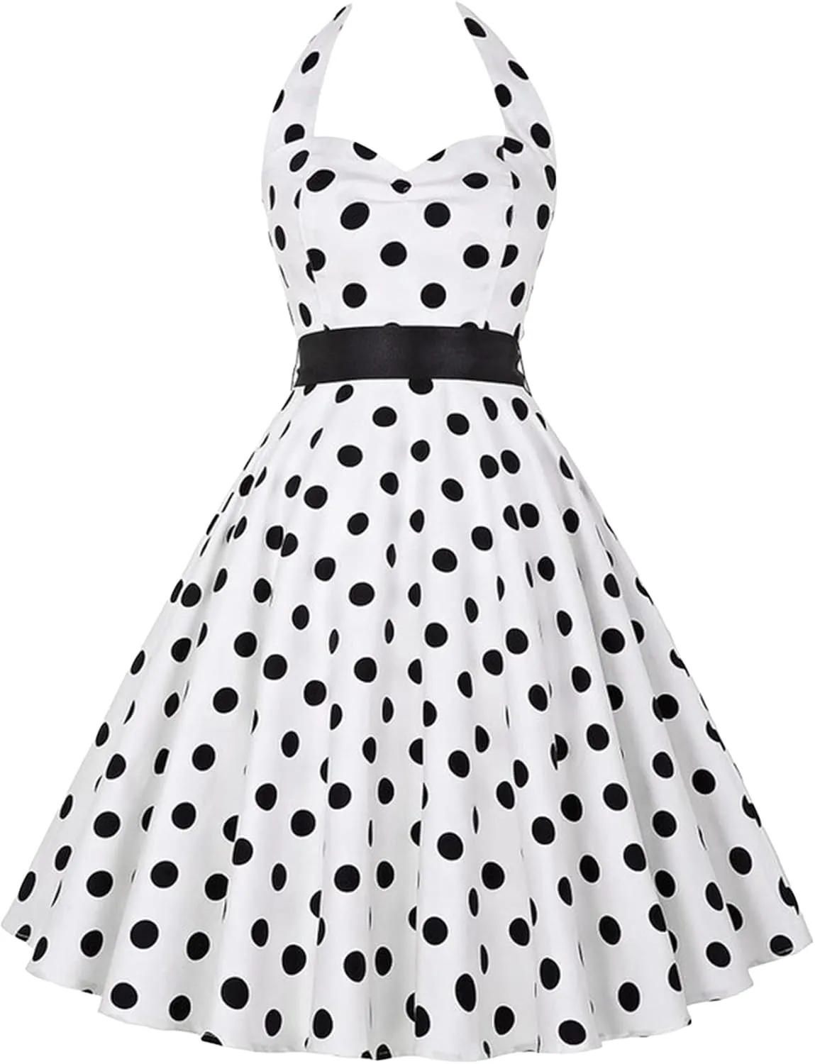 EFOFEI Women's Slim Fit Audrey Hepburn Dress Summer Vintage Sleeveless Dress Festival Party Halter Neck Dress