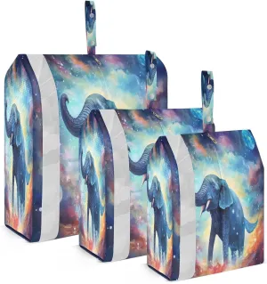 Elephant Cosmic Sea Space Packing Cubes for Travel 3 Set Compression Bags Luggage Cubes for Travel Essentials