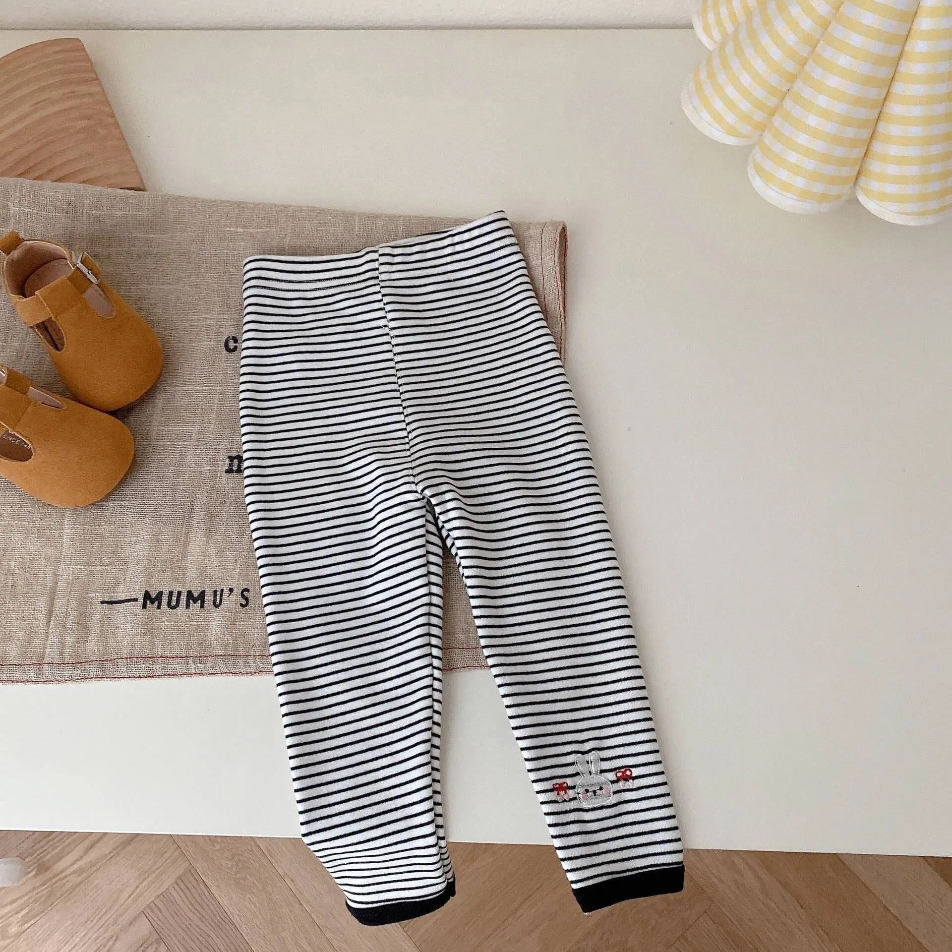 Embroidered Bunny Two Tone Leggings