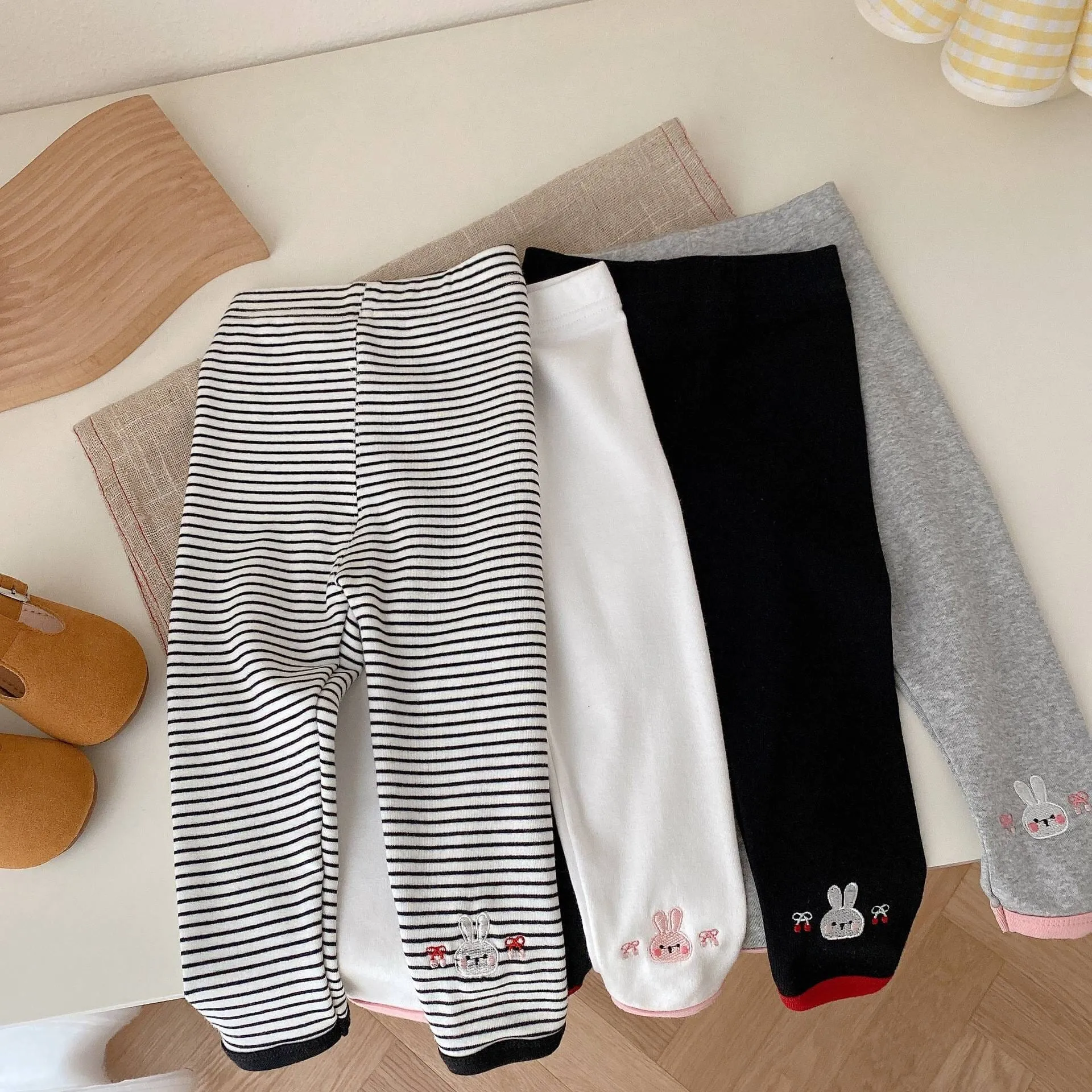 Embroidered Bunny Two Tone Leggings