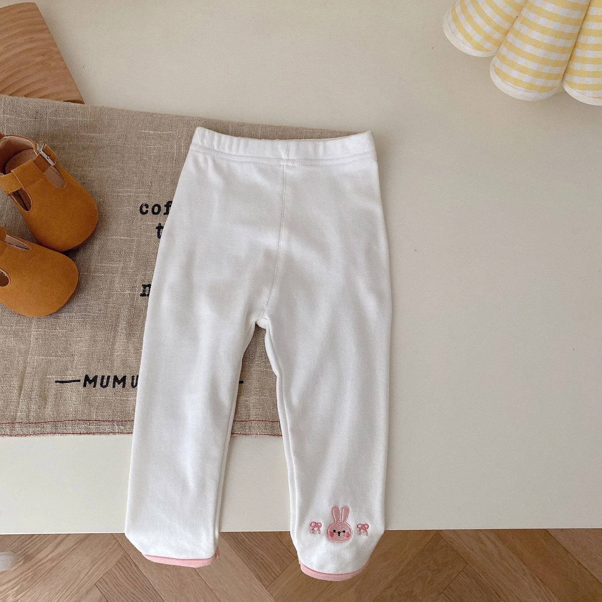 Embroidered Bunny Two Tone Leggings