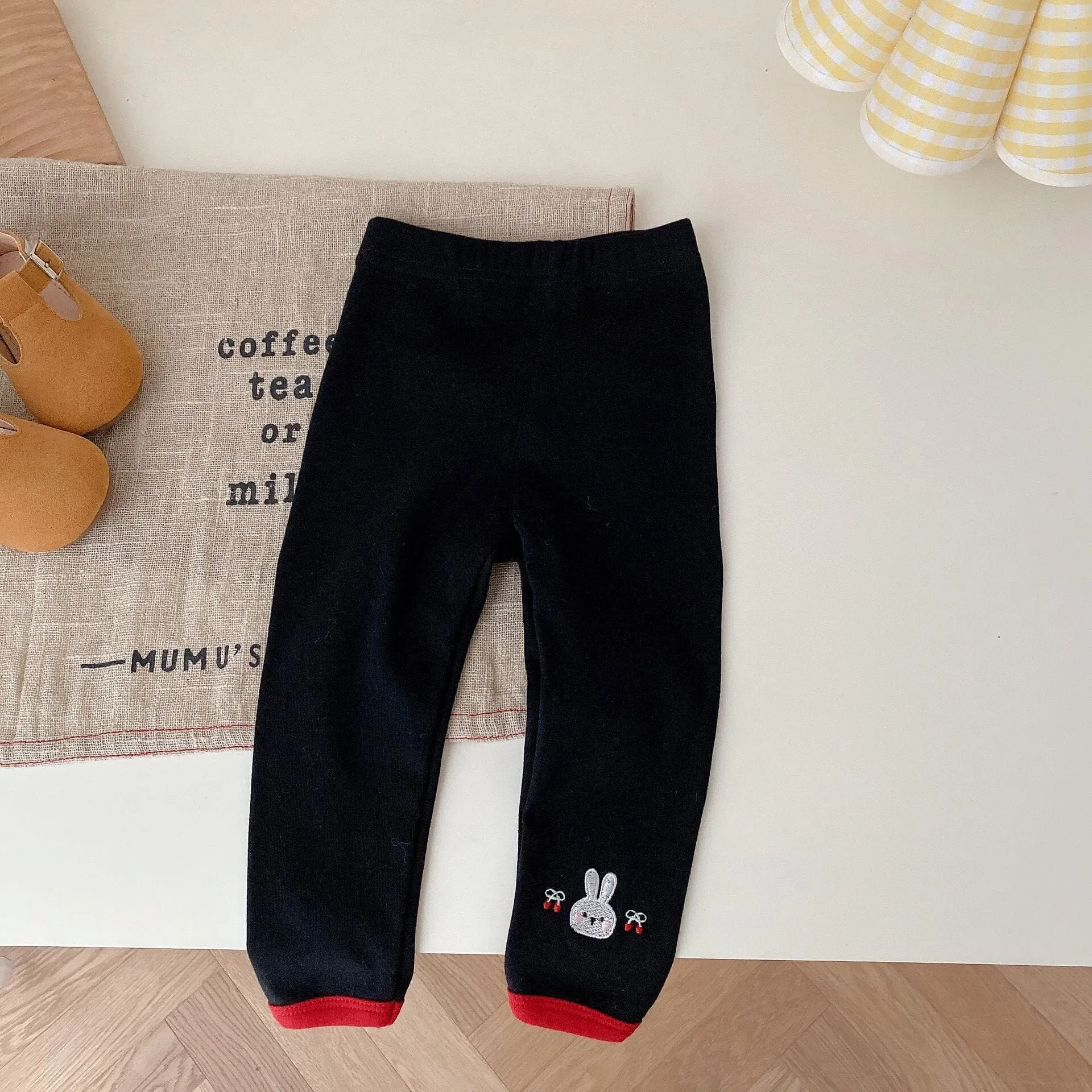 Embroidered Bunny Two Tone Leggings